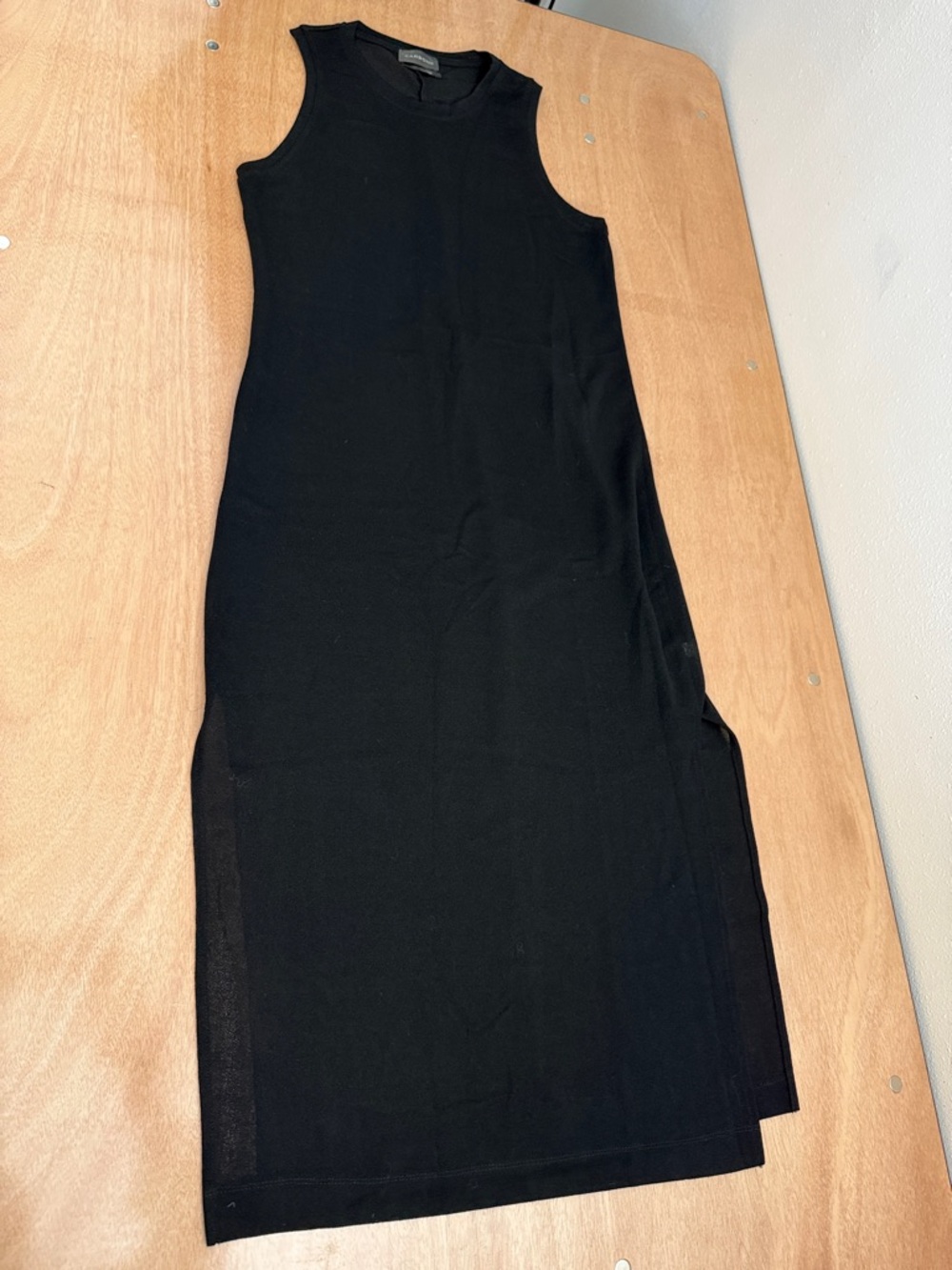 Carbon38 Black Knit Sleeveless Tunic Midi Dress w Side Slit